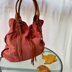 Lucky Brand Red and Brown Hobo Bag